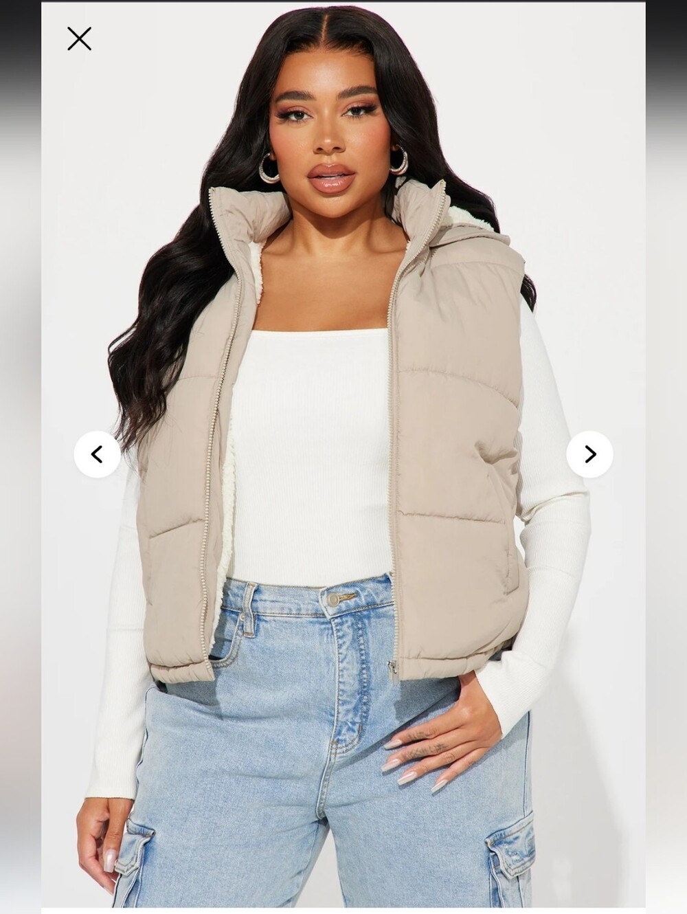 Fashion Nova Beige Puffer Vest